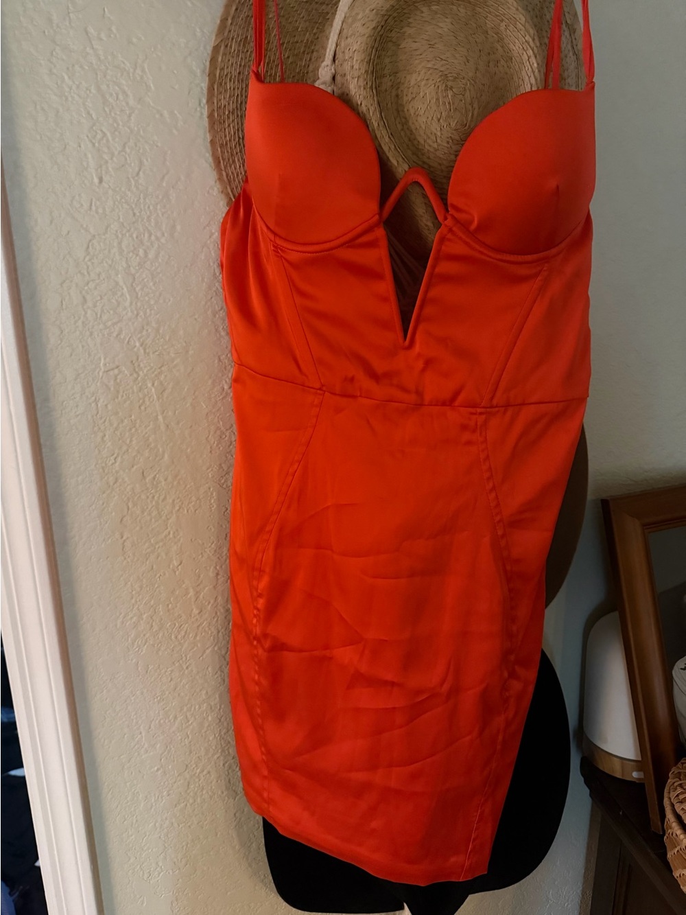 OH POLLY orange underwire bandage body con mini dress 4